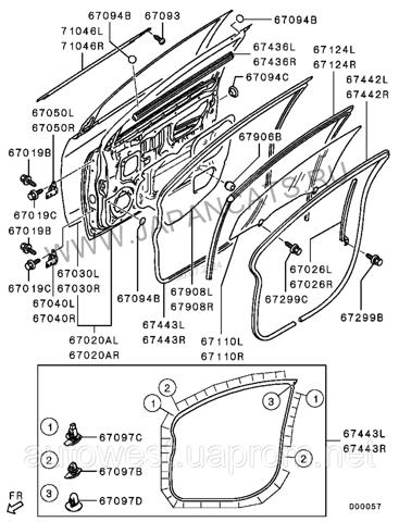 Лівий ущільнювач лобового скла 5706A027 MITSUBISHI