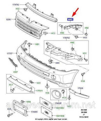 Кронштейн бампера переднього, зовнішній правий DPL000161 LAND ROVER