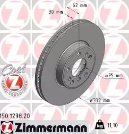 Диск переднього гальма 150129820 ZIMMERMANN