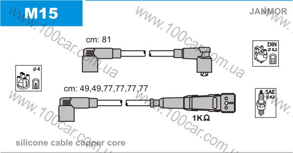 Дріт високовольтні, комплект M15 JANMOR