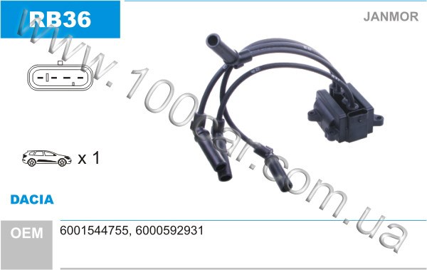 Котушка запалювання RB36 JANMOR