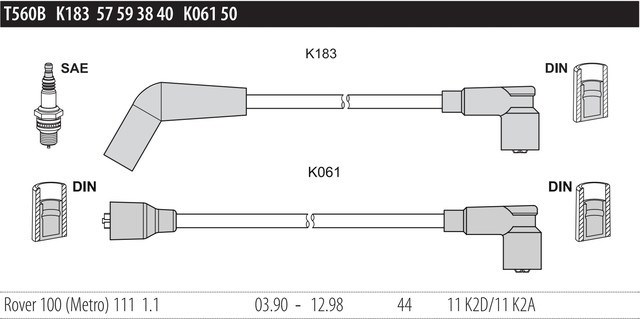 Дроти запалювання tesla t560b для rover 100 (metro) 111 1.1 T560B