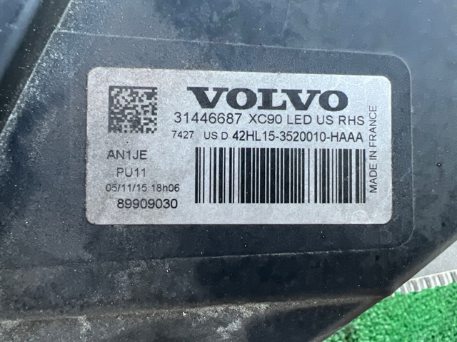Права блок фара 31395941 VOLVO