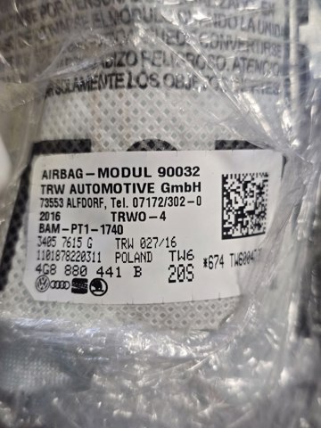 Подушка безпеки AIRBAG спинки сидіння, лівого 4G8880441B VAG
