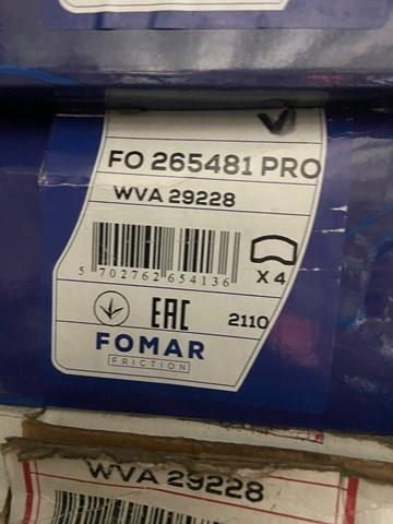 Задні дискові колодки FO265481 FOMAR