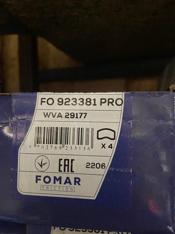 Задні дискові колодки FO923381 FOMAR