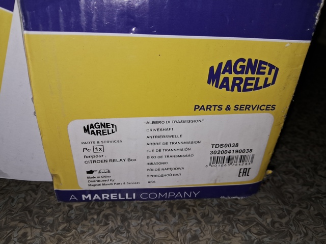 Піввісь передня, права TDS0038 MAGNETI MARELLI