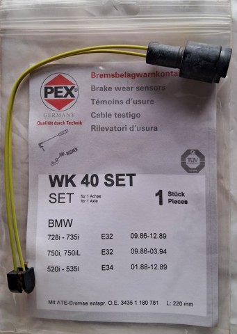 Датчик зносу гальмівних колодок, задній 16040 PEX