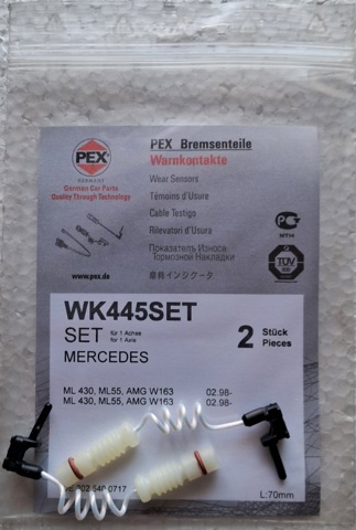 Датчик зносу гальмівних колодок, задній 16445SET PEX