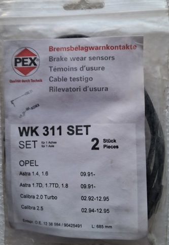 Сигналізатор знос гальмівних колодок WK311SET PEX