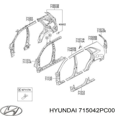 Крило заднє праве 715042PC00 HYUNDAI