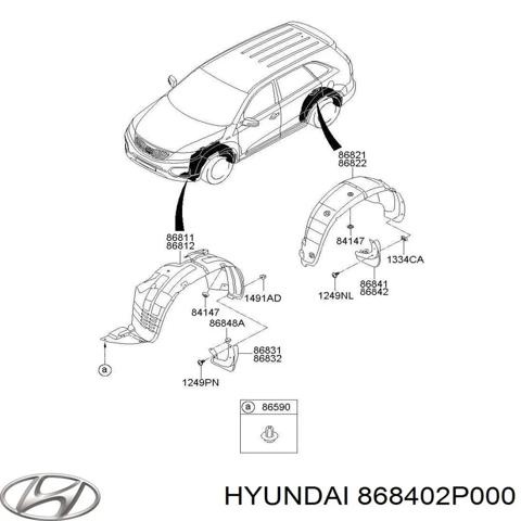 Підкрилок заднього крила, правий 868402P000 HYUNDAI