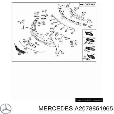 Лівий кронштейн переднього бампера A2078851965 MERCEDES