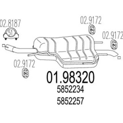 Глушник вихлопних газів кінцевий 0198320 MTS