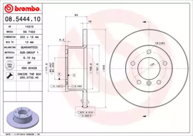 Гальмо дискове переднє 08544410 BREMBO