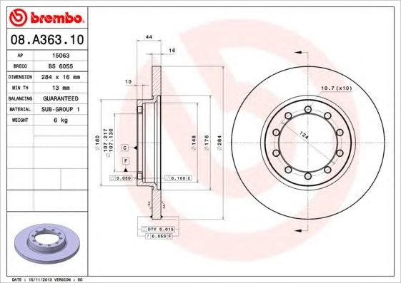 Задні дискові гальма 08A36310 BREMBO