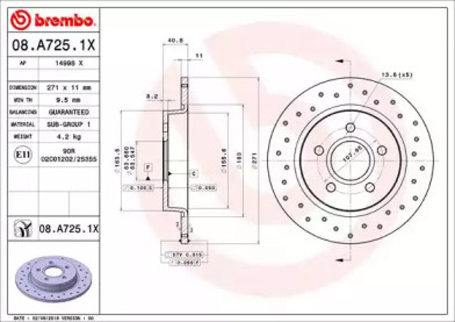 Задні дискові гальма 08A7251X BREMBO