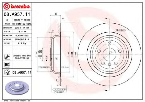 Дискові гальма 08A95711 BREMBO