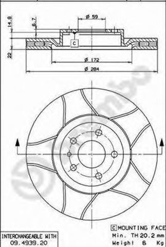 Диск гальмівний передній 09493976 BREMBO