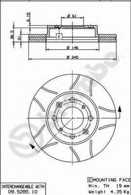 Диск переднього гальма 09528575 BREMBO