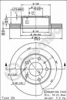 Гальмо дискове переднє 09590414 BREMBO