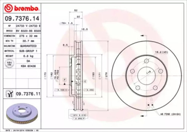 Гальмо дискове переднє 09737611 BREMBO
