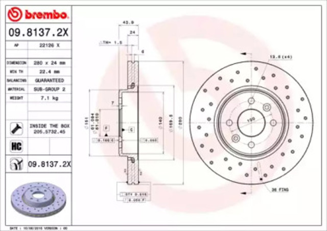 Ротор гальмівний 0981372X BREMBO