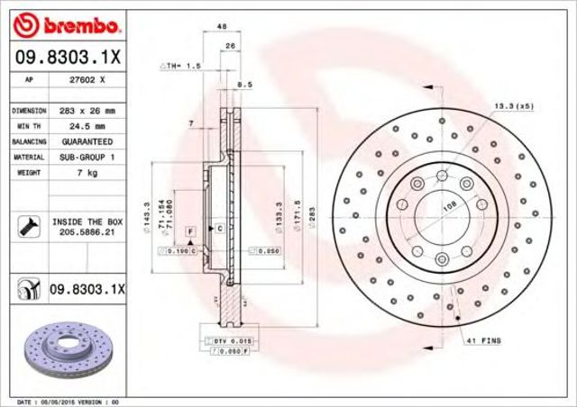 Гальмо дискове переднє 0983031X BREMBO