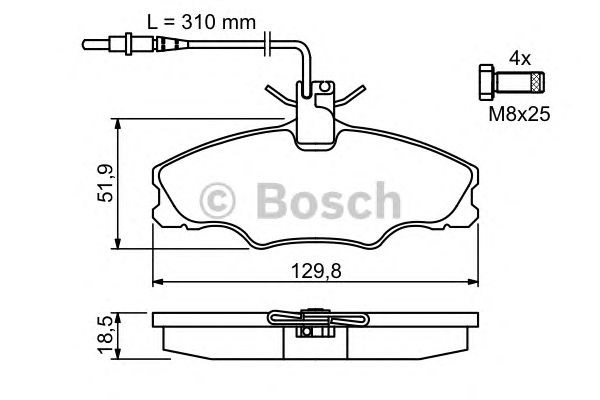 Bosch peugeot гальмівні колодки диск,передн, 406 0 986 424 227