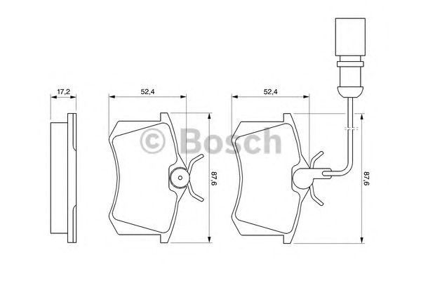 Bosch гальмівні колодки задн, vw t4, sharan 00- ford seat  (з датчик,)(овал) 0 986 424 559