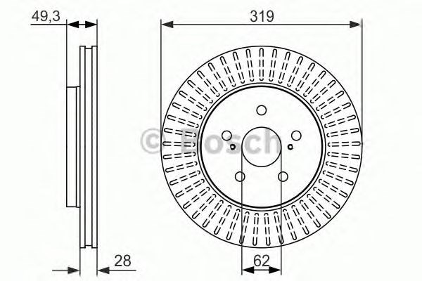 Диск гальмівний передній 0986479722 BOSCH