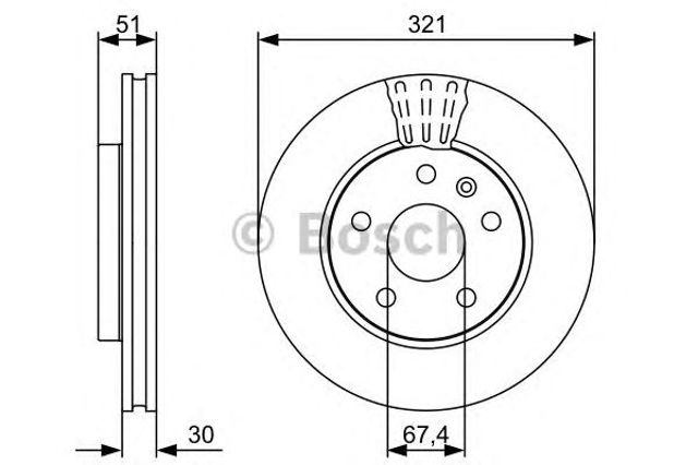 Диск переднього гальма 0986479C16 BOSCH