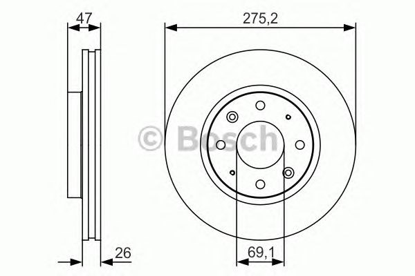Диск гальмівний передній 0986479S28 BOSCH