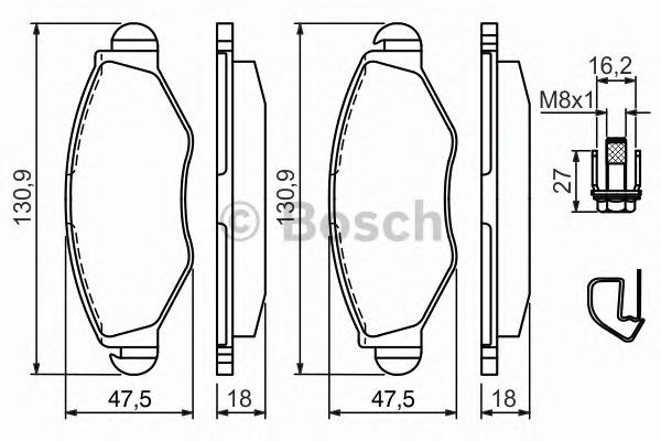 Колодки гальмівні передні, дискові 0986494039 BOSCH