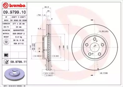 Диск гальмівний передній 09979911 BREMBO