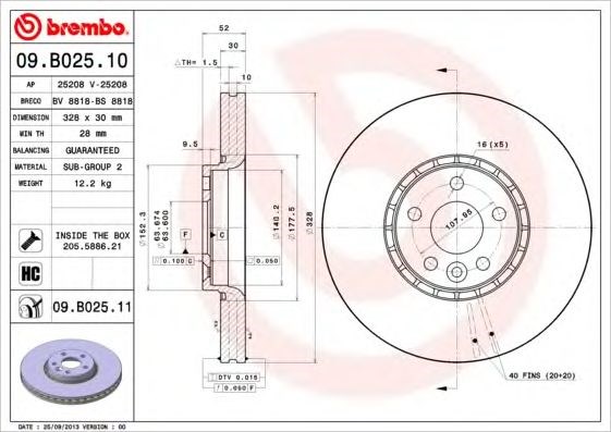 Гальмо дискове переднє 09B02511 BREMBO