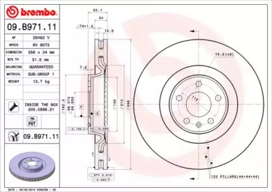 Диск переднього гальма 09B97111 BREMBO