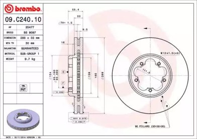 Гальмо дискове переднє 09C24010 BREMBO
