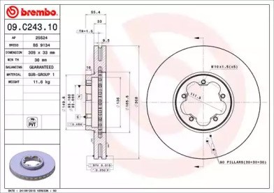 Диск гальмівний передній 09C24310 BREMBO
