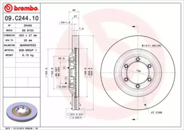 Гальмо дискове переднє 09C24410 BREMBO