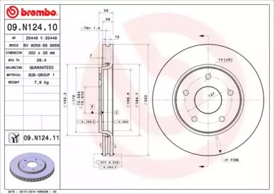 Диск гальмівний передній 09N12411 BREMBO