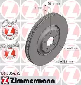 Диск переднього гальма 100336475 ZIMMERMANN