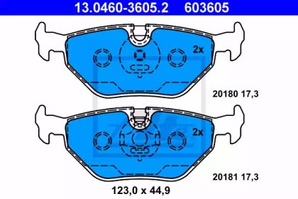 Гальмівні колодки задні bmw 3-series, z4 / rover 75 / mg / saab jurid 571960j 13.0460-3605.2