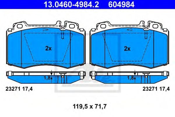 Колодки гальмівні передні броня b7 mercedes s w221 13.0460-4984.2