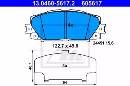 Колодки передні 13046056172 ATE