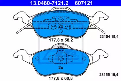 Колодки гальмівні дискові передні ford focus i 98-04 13.0460-7121.2