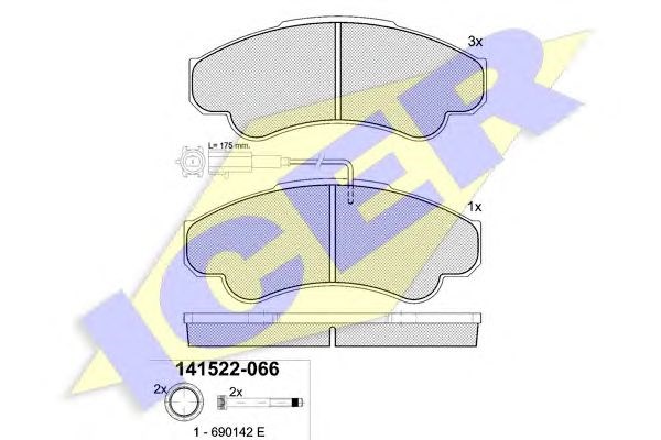 Комплект гальмівних колодок з 4 шт, дисків 141522-066