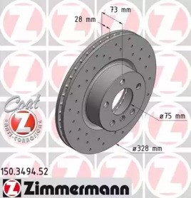 Диск переднього гальма 150349452 ZIMMERMANN