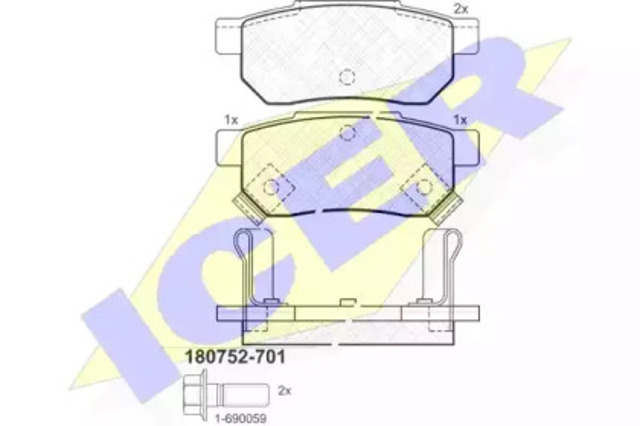 Колодки гальмівні дискові задні honda (вир-во jakoparts) 180752-701