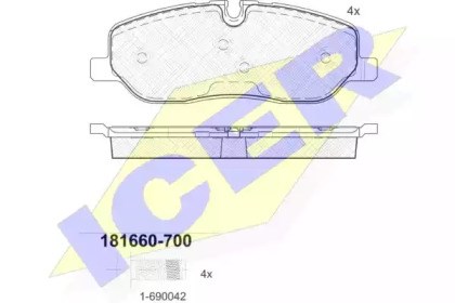 Колодки гальмівні дискові комплект 181660700 ICER